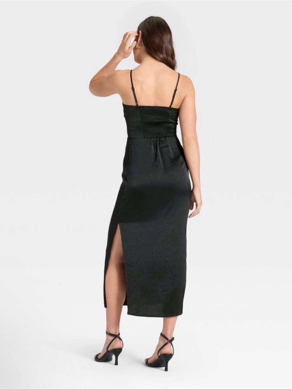 A New Day Black Column Slip Midi Slip Feminine Dress XXL Side Slit NWT - Picture 2 of 10